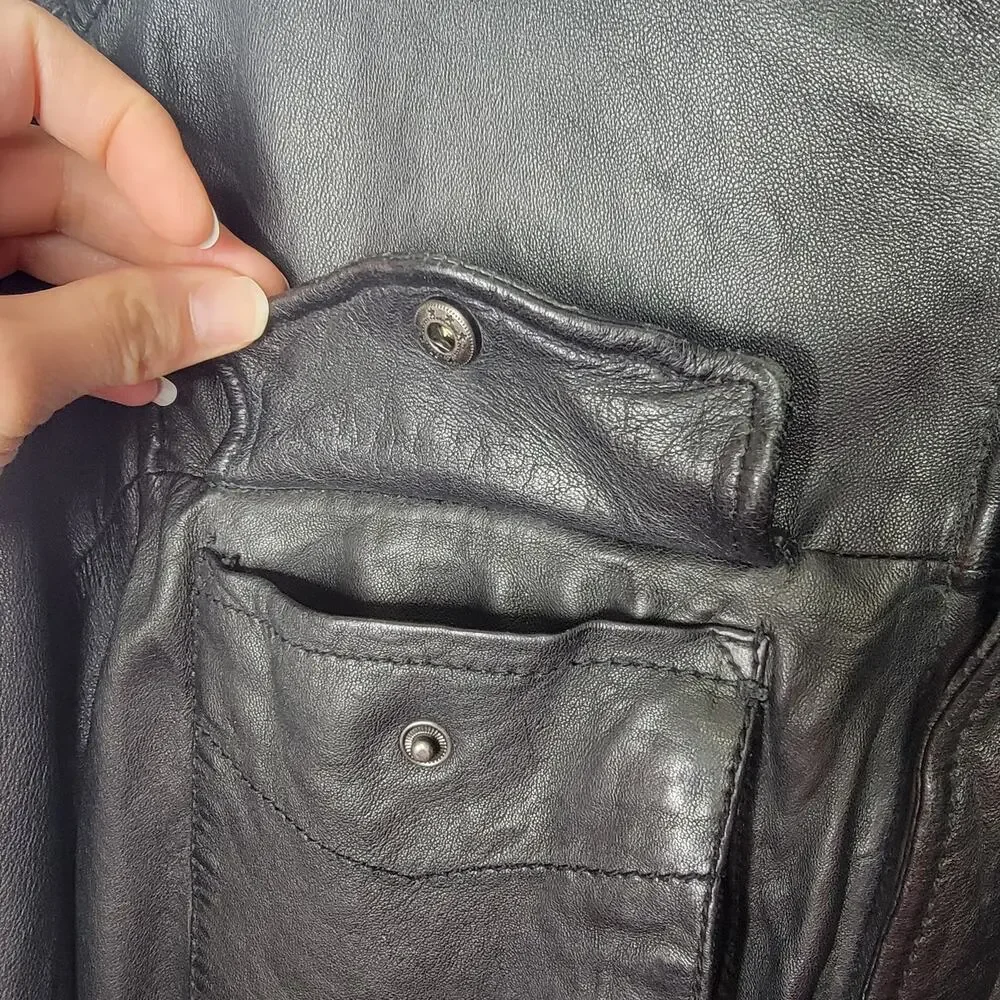 MAURITIUS LEATHER MEN'S GOEFF LAMB LEATHER ZIP-FRONT TRUCKER JACKET - Picture 9 of 16